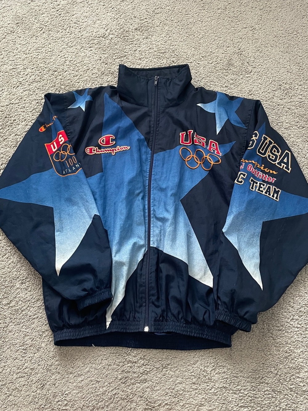 Vintage 1996 Atlanta Olympics Team USA Champion Windbreaker Jacket Large 90s